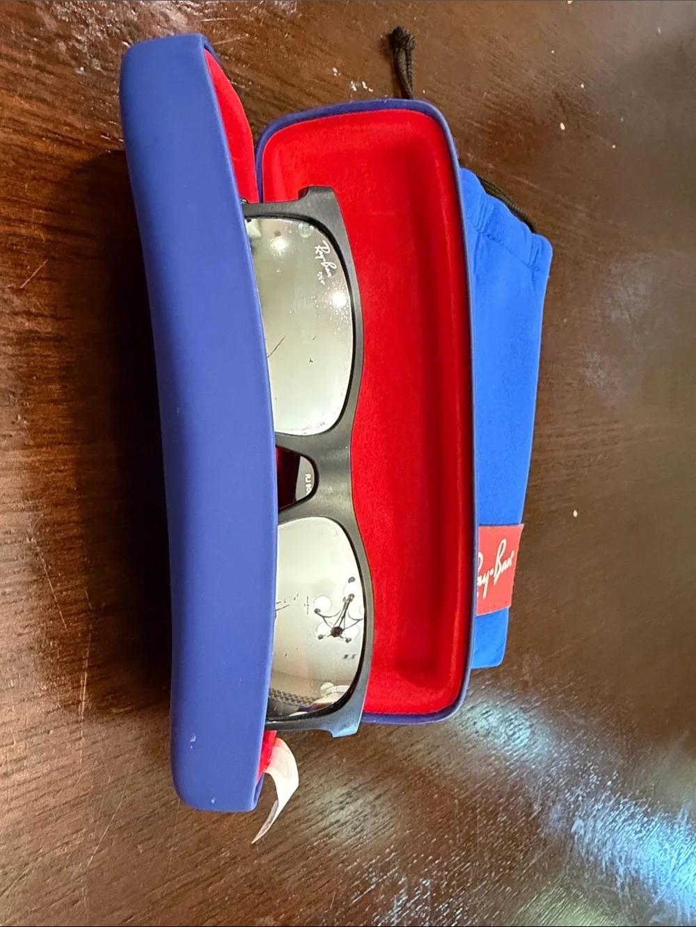 Ray-Ban Blue and Red Protective Sunglasses Case with Microfiber Pouch